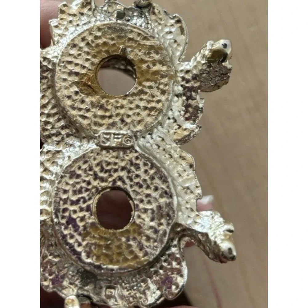 Vtg Sam Fink Lipstick Holder Hollywood Regency Double Cherub Silvertone Filigree